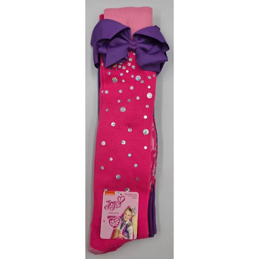 Jojo Siwa Girls 2 Pack Knee High Socks Size 4-11 Glam Dance Crazy Sock Spirit